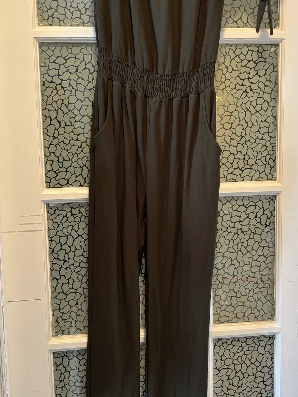 Olive Green Jumpsuit with Elastic Waist